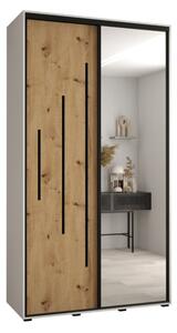 Szafa przesuwna wysoka Davos 13 130, gł. 60 cm biały + artisan + czarny