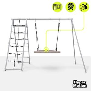 Ogrodowy plac zabaw XL 3w1 z bocianim gniazdem, drabinką i siatką wspinaczkową HyperMotion
