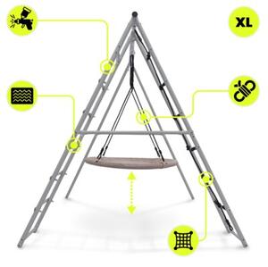 Ogrodowy plac zabaw XL 3w1 z bocianim gniazdem, drabinką i siatką wspinaczkową HyperMotion