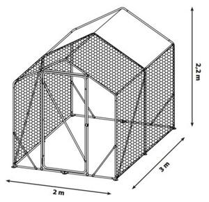 Metalowa klatka dla drobiu 2 x 3 x 2,2 m woliera z daszkiem, rurki 25 mm