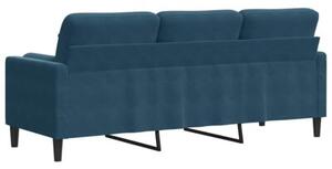 Sofa 3-osobowa z poduszkami, niebieska, 180 cm, aksamit