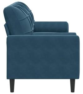 Sofa 3-osobowa z poduszkami, niebieska, 180 cm, aksamit