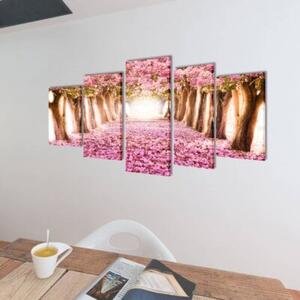Zestaw obrazów canvas 200 x 100 cm kwiat wiśni