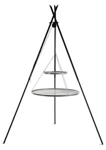 Grill COOK KING Tipi na trójnogu 210 cm - 2 ruszty stal nierdzewna 70 cm + 40 cm