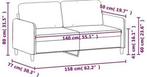 Sofa 2-osobowa, niebieski, 140 cm, tapicerowana aksamitem