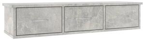 Półka ścienna z szufladami, szarość betonu, 88x26x18,5 cm