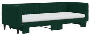 Sofa rozsuwana z materacami, ciemnozielona, 80x200 cm, aksamit