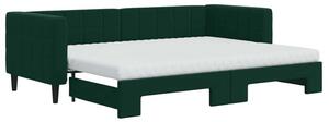Sofa rozsuwana z materacami, ciemnozielona, 80x200 cm, aksamit