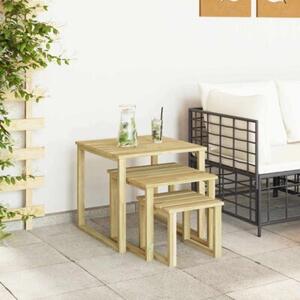Stolik boczny z impregnowanego drewna sosnowego - naturalny brązowy, minimalistyczny design do ogrodu i tarasu