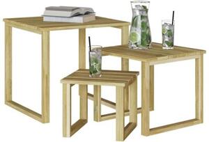 Stolik boczny z impregnowanego drewna sosnowego - naturalny brązowy, minimalistyczny design do ogrodu i tarasu