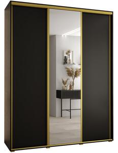 Szafa przesuwna wysoka Davos 3 190, gł. 60 cm czarny + czarny + złoty