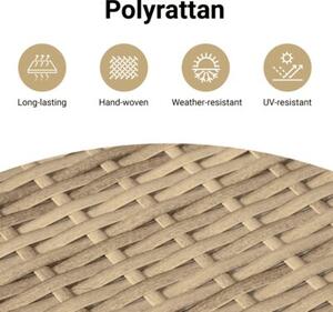 Leżanka z poduszkami, beżowa, rattan pe