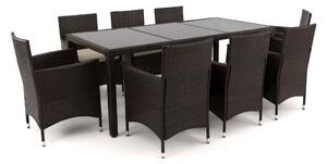 MebleMWM Meble ogrodowe stół + 8 krzeseł z technorattanu BARCELONA S8-1 | Brązowy