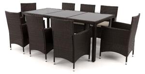 MebleMWM Meble ogrodowe stół + 8 krzeseł z technorattanu BARCELONA S8-1 | Brązowy