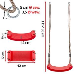 Huśtawka ogrodowa DESKA siedzisko dla dzieci Czerwone 42 cm na plac zabaw