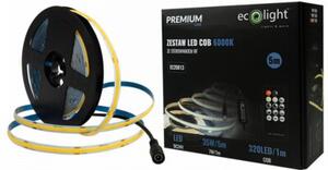 Taśma LED 320 COB 24V IP20 6000K 5m ściemnialna zestaw ze sterownikiem i zasilaczem Ecolight