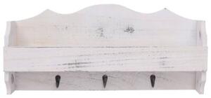 Wieszak ścienny na płaszcze, biały, 50x10x23 cm, drewniany