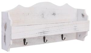 Wieszak ścienny na płaszcze, biały, 50x10x23 cm, drewniany