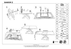 Halmar Stół Rozkładany Sandor 2 Kuchnia/Jadalnia Nowoczesny Biały 90X160(220)