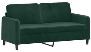 Sofa 2-osobowa z poduszkami, ciemnozielona, 140 cm, aksamit