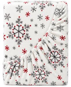 4Home Świąteczne prześcieradło mikroflanela Snowflakes, 180 x 200 cm