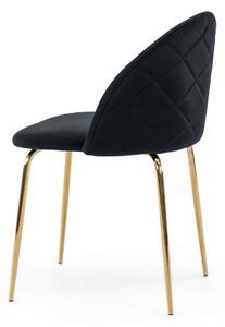 MebleMWM Krzesło tapicerowane THDC015-2 czarny welur | złote nogi