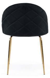 MebleMWM Krzesło tapicerowane THDC015-2 czarny welur | złote nogi