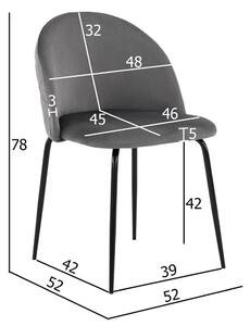 MebleMWM Krzesło tapicerowane THDC015-2 szary welur | czarne nogi