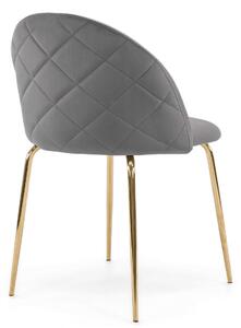MebleMWM Krzesło tapicerowane THDC015-2 szary welur | złote nogi