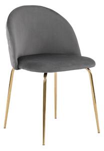 EMWOmeble Krzesło tapicerowane THDC015-2 szary welur/złote nogi