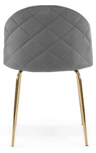 EMWOmeble Krzesło tapicerowane THDC015-2 szary welur/złote nogi