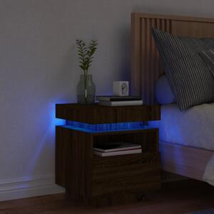Szafka nocna z oświetleniem LED, brązowy dąb, 40x39x48,5 cm