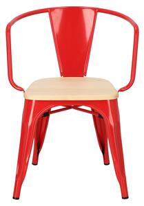 Krzesło Paris Arms Wood czerwone sosna naturalna