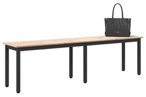 Nowoczesna ławka z litego drewna sosnowego z metalowymi nogami, 160 cm