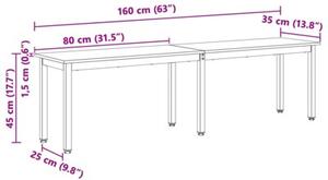 Nowoczesna ławka z litego drewna sosnowego z metalowymi nogami, 160 cm