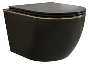 Miska WC wisząca Corciano Clarity Midnight Gold Czarny Mat ze Złotym Akcentem 49 cm