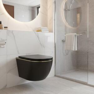 Miska WC wisząca Corciano Clarity Midnight Gold Czarny Mat ze Złotym Akcentem 49 cm