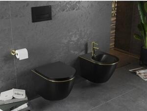 Miska WC wisząca Corciano Clarity Midnight Gold Czarny Mat ze Złotym Akcentem 49 cm