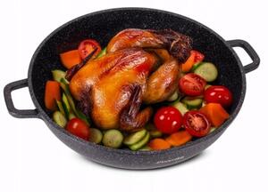 Garnek gar wok na indukcję marmurowy duży 5.5L z pokrywką KAMILLE