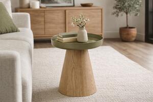 Stolik kawowy okrągły Tresel 40 cm do salonu - naturalny / zielony