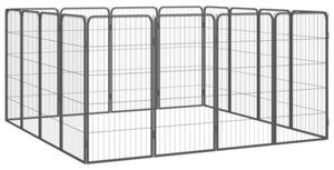 Kojec dla psa, 16 paneli, czarny, 50x100 cm, stal