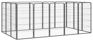 Kojec dla psa, 16 paneli, czarny, 50x100 cm, stal