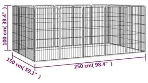 Kojec dla psa, 16 paneli, czarny, 50x100 cm, stal