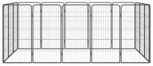 Kojec dla psa, 16 paneli, czarny, 50x100 cm, stal