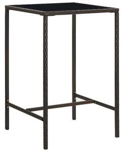 Ogrodowy stolik barowy, brązowy, 70x70x110cm, rattan pe i szkło