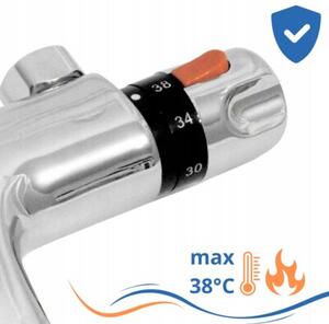 Bateria wannowa termostatyczna Estiva Berd ścienna chrom prawa odwrotna z wylewką 150 mm