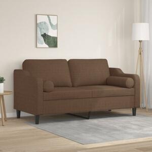 Sofa 2-osobowa z poduszkami, brÄ zowa, 140 cm, tkanina