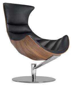 Malo Design Fotel Z Podnóżkiem Sydney Salon/Biuro/Pracownia Nowoczesny/Awangardowy Czarny/Brązowy