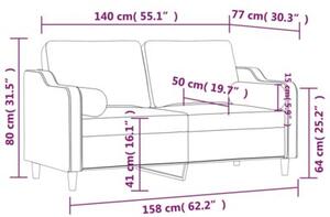 Sofa 2-osobowa z poduszkami, czarna, 140 cm, tkanina