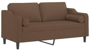 Sofa 2-osobowa z poduszkami, brÄ zowa, 140 cm, tkanina
